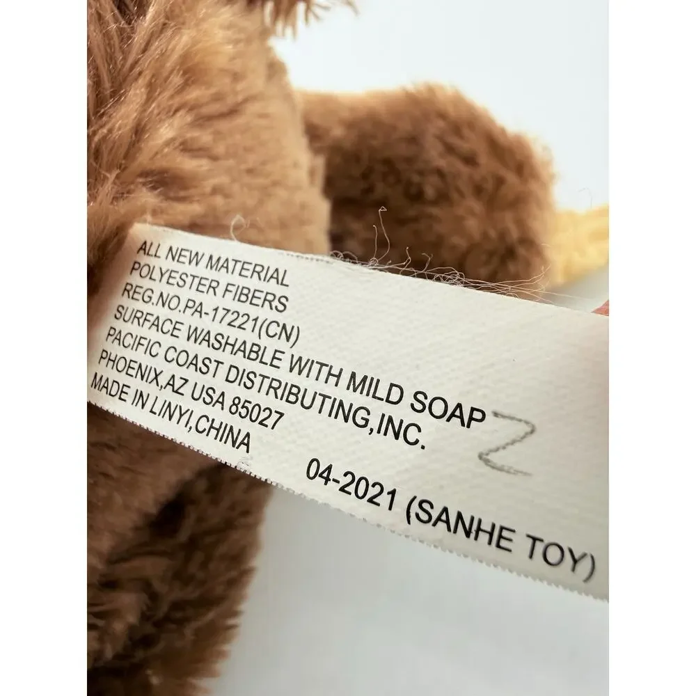 PetSmart Serene Sloth Plush Toy 2021 Christmas Red Scarf Squeaks Brown 15